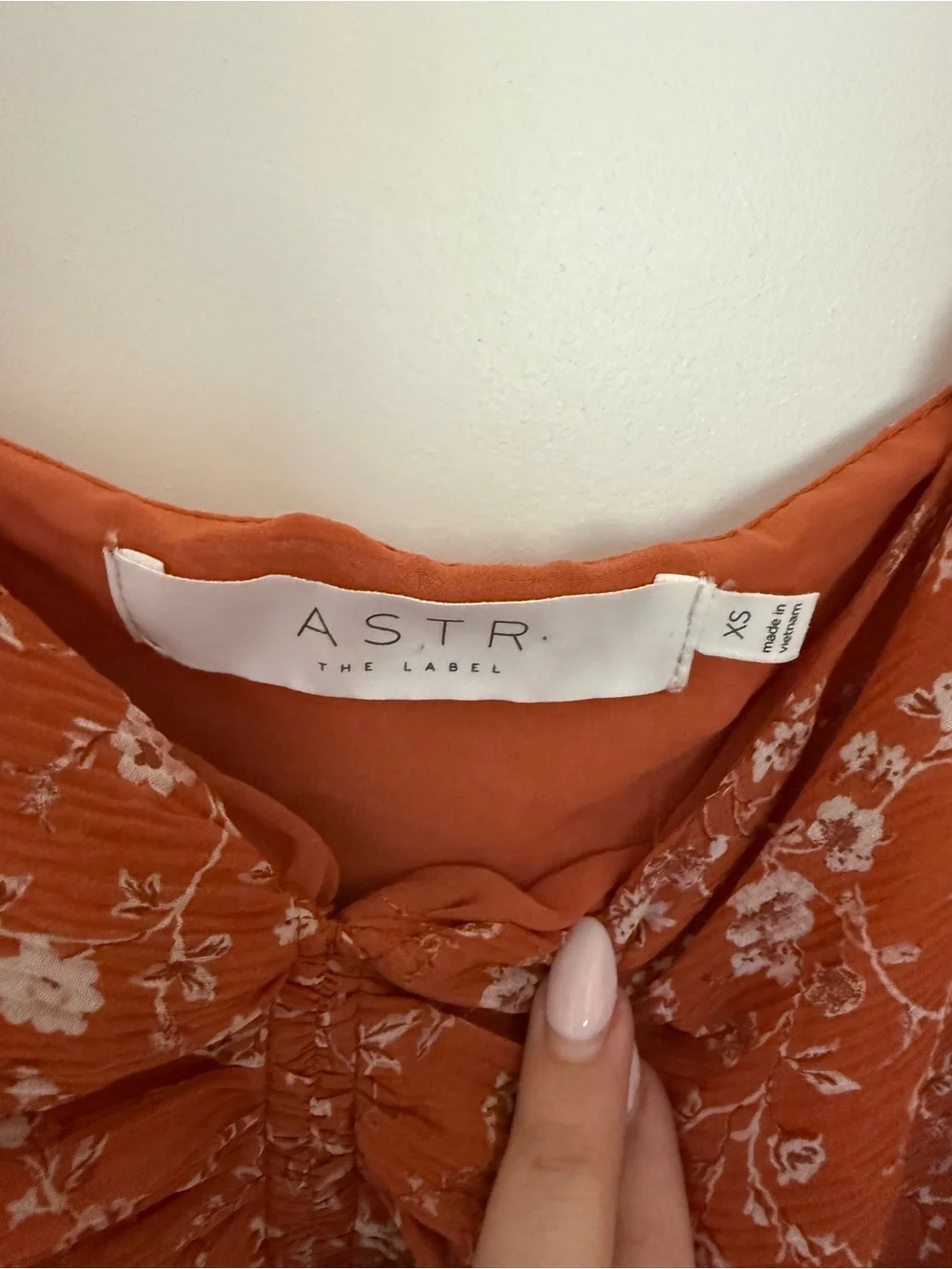 Astr Rust Floral Smocked Square-Neck Peplum Blouse